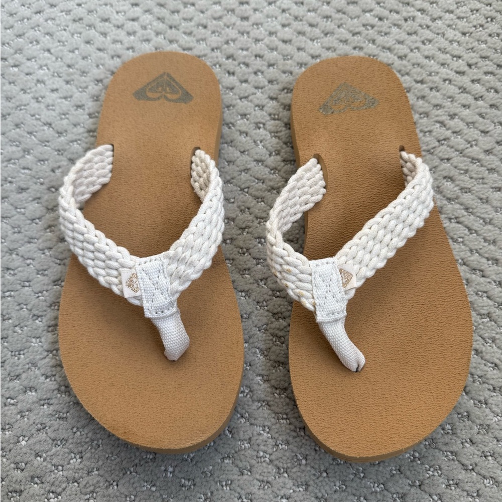 Roxy Girls Tan and Cream Braided Sandals
